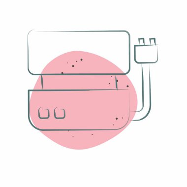 Icon Elektrik Izgarası. BBQ sembolüyle ilgili. Renkli Leke Biçimi. dizayn edilebilir