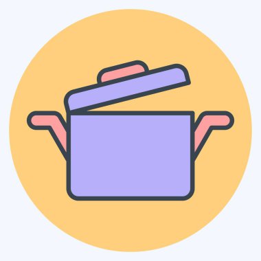 Lid 'le İkon Pişirme. Sera sembolüyle ilgili. renk arkadaşı stili. dizayn edilebilir