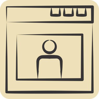 Simgesel Dijital Kimlik. Metaverse sembolüyle ilgili. El çizimi tarzı. dizayn edilebilir