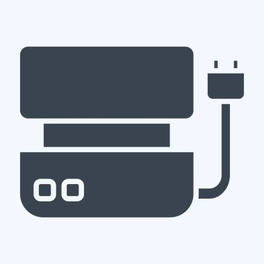 Icon Elektrik Izgarası. BBQ sembolüyle ilgili. Kabartma tarzı. dizayn edilebilir