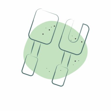 Simge Yemek Utensilleri. BBQ sembolüyle ilgili. Renkli Leke Biçimi. dizayn edilebilir