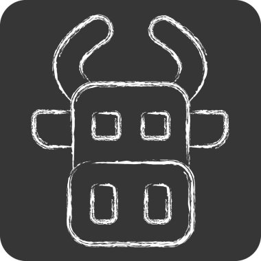 Simge İnek. Hayvanlar sembolüyle ilgili. Tebeşir stili. dizayn edilebilir