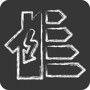 Icon Enerji Verimliliği Evi. Sera sembolüyle ilgili. Tebeşir stili. dizayn edilebilir