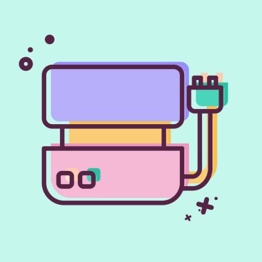 Icon Elektrik Izgarası. BBQ sembolüyle ilgili. MBE tarzı. dizayn edilebilir