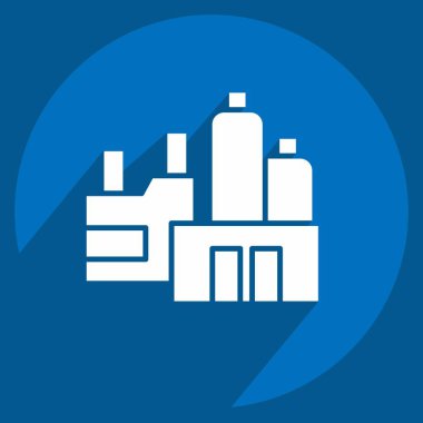 Simge Fabrikası. Şehir merkezinin sembolüyle ilgili. Uzun gölge tarzı. dizayn edilebilir