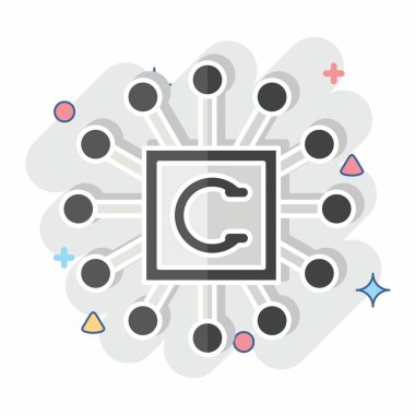 Simge işlemcisi. Metaverse sembolüyle ilgili. Çizgi roman. dizayn edilebilir