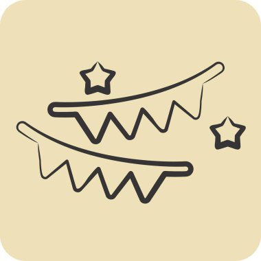 Simge dekorasyonu. Yeni yıl sembolüyle ilgili. El çizimi tarzı. dizayn edilebilir