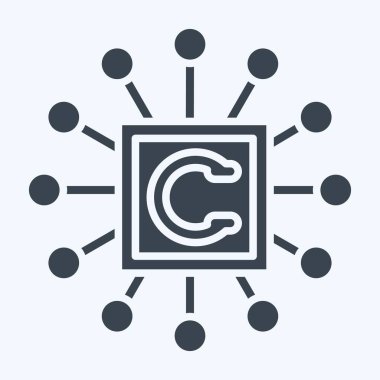 Simge işlemcisi. Metaverse sembolüyle ilgili. Kabartma tarzı. dizayn edilebilir