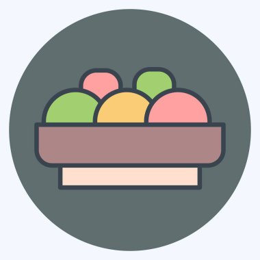 İkon Kotlet. BBQ sembolüyle ilgili. renk arkadaşı stili. dizayn edilebilir