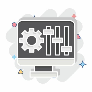 Simge Yapılandırması. Yazdırma sembolüyle ilgili. Çizgi roman. dizayn edilebilir