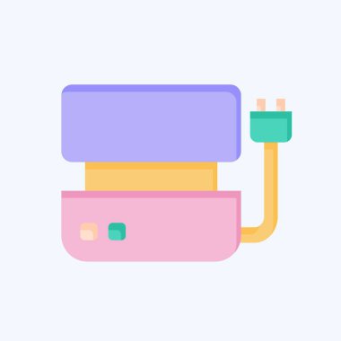 Icon Elektrik Izgarası. BBQ sembolüyle ilgili. Düz stil. dizayn edilebilir