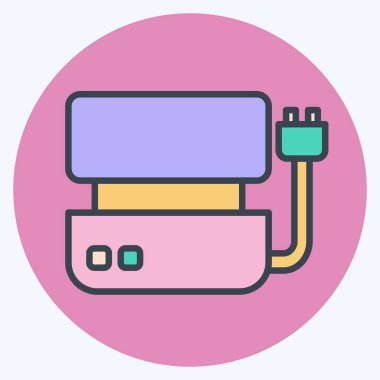 Icon Elektrik Izgarası. BBQ sembolüyle ilgili. renk arkadaşı stili. dizayn edilebilir