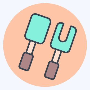 Simge Yemek Utensilleri. BBQ sembolüyle ilgili. renk arkadaşı stili. dizayn edilebilir