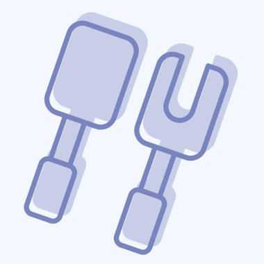 Simge Yemek Utensilleri. BBQ sembolüyle ilgili. İki ton stili. dizayn edilebilir