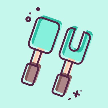 Simge Yemek Utensilleri. BBQ sembolüyle ilgili. MBE tarzı. dizayn edilebilir