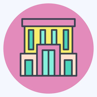 Simge Şirketi. Şehir merkezinin sembolüyle ilgili. renk arkadaşı stili. dizayn edilebilir