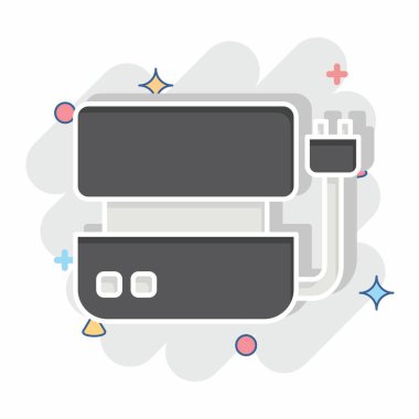 Icon Elektrik Izgarası. BBQ sembolüyle ilgili. Çizgi roman. dizayn edilebilir