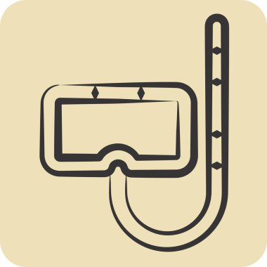 Simge Dalış Maskesi. Macera sembolüyle ilgili. El çizimi tarzı. dizayn edilebilir