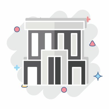 Simge Şirketi. Şehir merkezinin sembolüyle ilgili. Çizgi roman. dizayn edilebilir