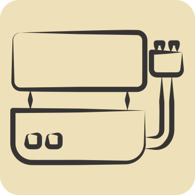 Icon Elektrik Izgarası. BBQ sembolüyle ilgili. El çizimi tarzı. dizayn edilebilir