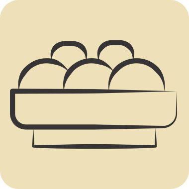 İkon Kotlet. BBQ sembolüyle ilgili. El çizimi tarzı. dizayn edilebilir