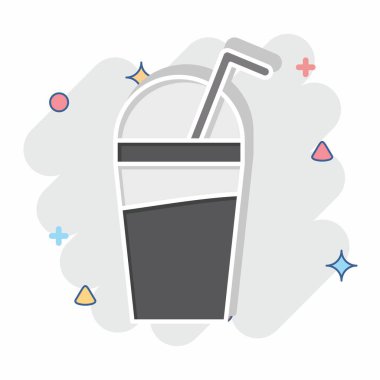 Simge Tatlısı. Meşrubat sembolüyle ilgili. Çizgi roman. dizayn edilebilir