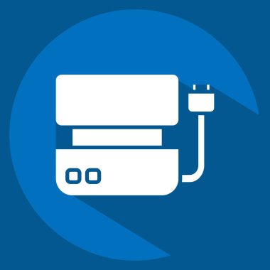 Icon Elektrik Izgarası. BBQ sembolüyle ilgili. Uzun gölge tarzı. dizayn edilebilir