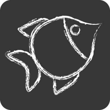 Simge Balığı. BBQ sembolüyle ilgili. Tebeşir stili. dizayn edilebilir