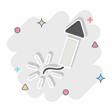 Simge Firecracker. Yeni yıl sembolüyle ilgili. Çizgi roman. dizayn edilebilir