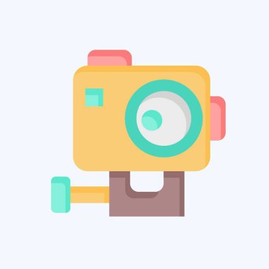 İkon Gopro. Macera sembolüyle ilgili. Düz stil. dizayn edilebilir