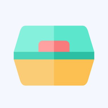 Simge Yemek Kutusu. Plastik Ürün sembolüyle ilgili. Düz stil. dizayn edilebilir