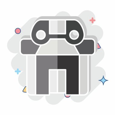 Simge Oyun Merkezi. Şehir merkezinin sembolüyle ilgili. Çizgi roman. dizayn edilebilir