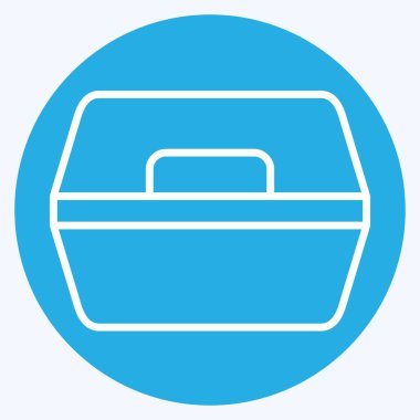 Simge Yemek Kutusu. Plastik Ürün sembolüyle ilgili. Mavi gözlü. dizayn edilebilir