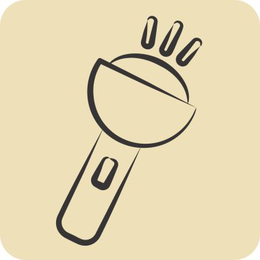 Simge Flashligh. Macera sembolüyle ilgili. El çizimi tarzı. dizayn edilebilir