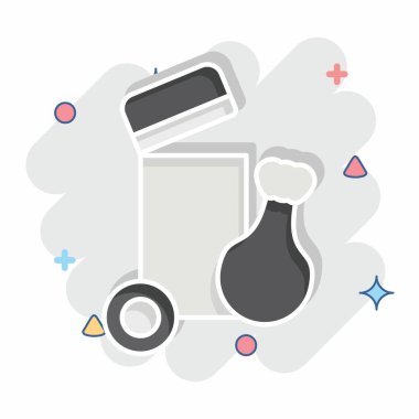 Simge Çöp Kutusu. Şehir merkezinin sembolüyle ilgili. Çizgi roman. dizayn edilebilir