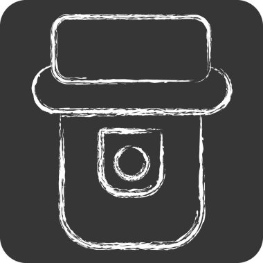 Simge Isı dedektörü. Sensörlerin sembolüyle ilgili. Tebeşir stili. dizayn edilebilir