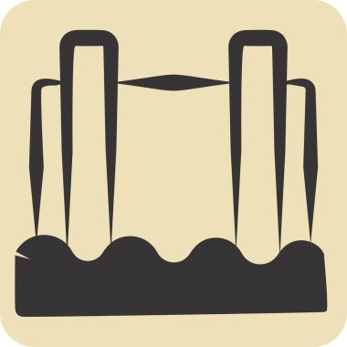 Simge Hidroelektrik. Doğal Kaynaklar sembolüyle ilgili. El çizimi tarzı. dizayn edilebilir