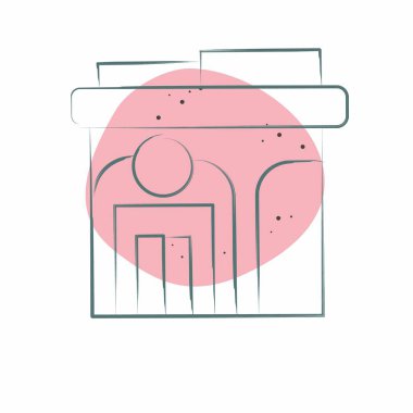 İkon Sağlık Kliniği. Şehir merkezinin sembolüyle ilgili. Renkli Leke Biçimi. dizayn edilebilir