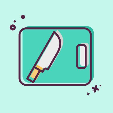 Simge Bıçak ve Kesme Tahtası. BBQ sembolüyle ilgili. MBE tarzı. dizayn edilebilir