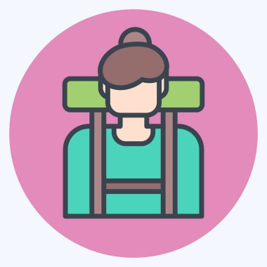 İkon Yürüyüşü. Macera sembolüyle ilgili. renk arkadaşı stili. dizayn edilebilir