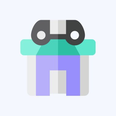 Simge Oyun Merkezi. Şehir merkezinin sembolüyle ilgili. Düz stil. dizayn edilebilir