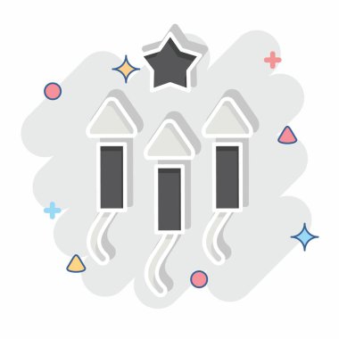 Simge Havai fişekleri. Yeni yıl sembolüyle ilgili. Çizgi roman. dizayn edilebilir