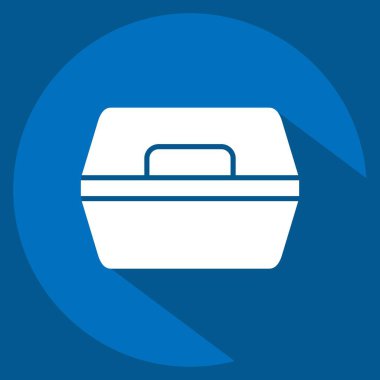 Simge Yemek Kutusu. Plastik Ürün sembolüyle ilgili. Uzun gölge tarzı. dizayn edilebilir