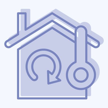 Simge Yeşil Ev Enerji Koruması. Sera sembolüyle ilgili. İki ton stili. dizayn edilebilir