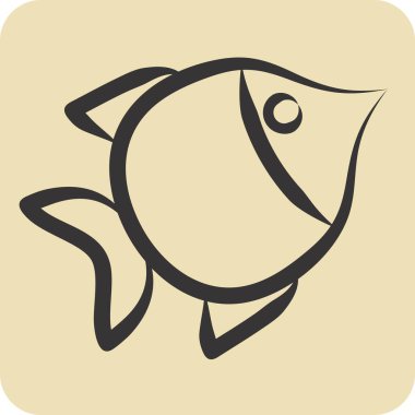 Simge Balığı. BBQ sembolüyle ilgili. El çizimi tarzı. dizayn edilebilir