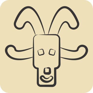 Simge Keçi. Hayvanlar sembolüyle ilgili. El çizimi tarzı. dizayn edilebilir