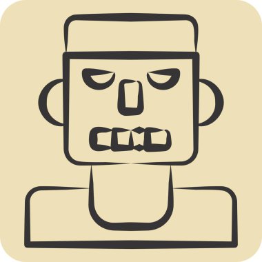 İkon Frankenstein. Cadılar Bayramı sembolüyle ilgili. El çizimi tarzı. dizayn edilebilir