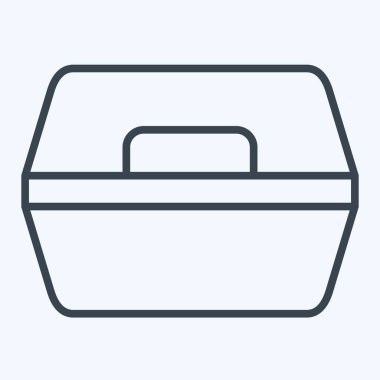 Simge Yemek Kutusu. Plastik Ürün sembolüyle ilgili. Sıra tarzı. dizayn edilebilir