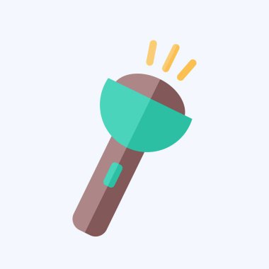 Simge Flashligh. Macera sembolüyle ilgili. Düz stil. dizayn edilebilir