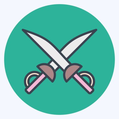 Simge Kılıcı. Macera sembolüyle ilgili. renk arkadaşı stili. dizayn edilebilir